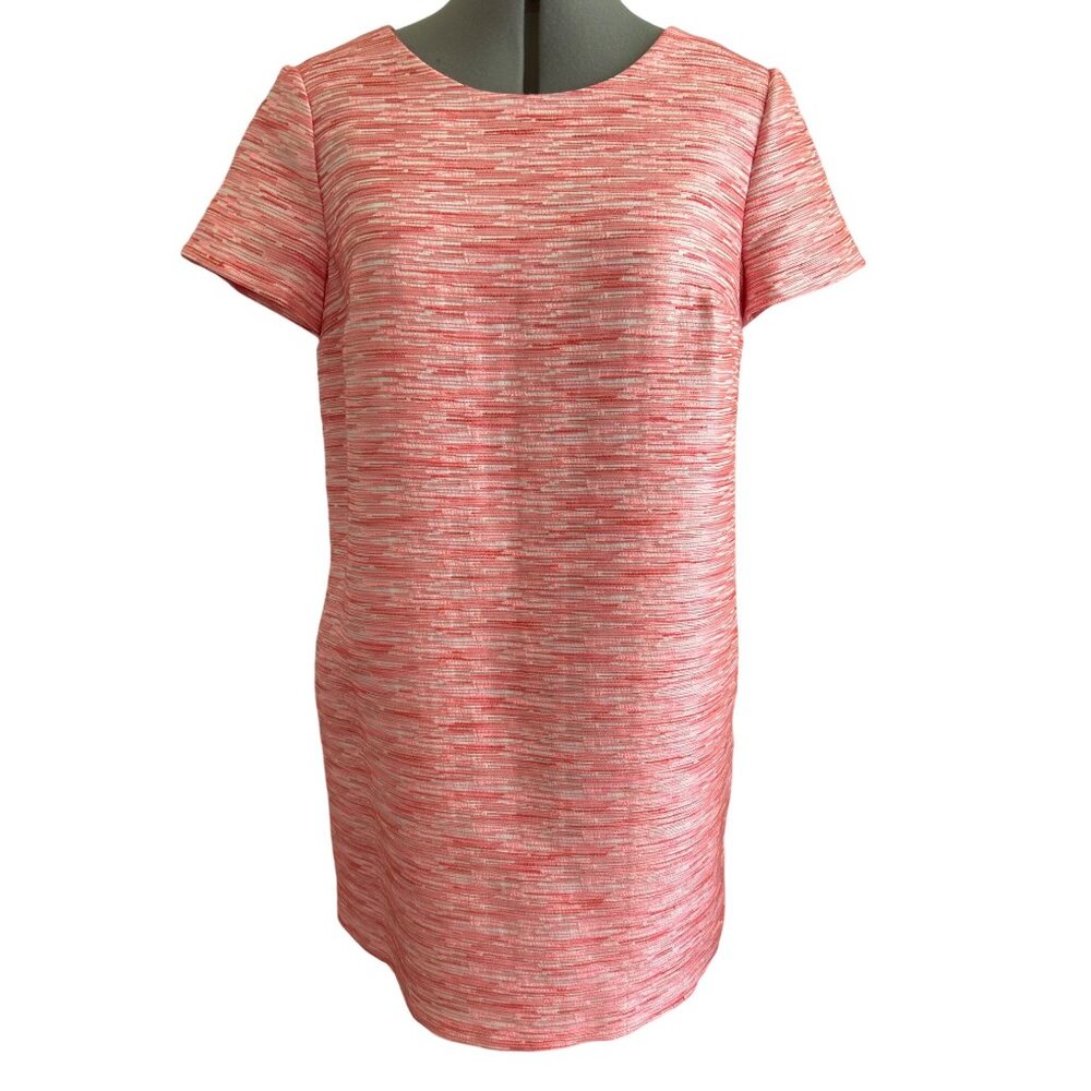 CeCe By Cynthia Steffe Pink & White Short-Sleeve Shift Dress Knee Length Size 8